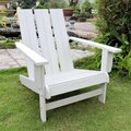 International Caravan Acacia Large Square Back Adirondack Chair, Antique White TT-DC-022-AWT